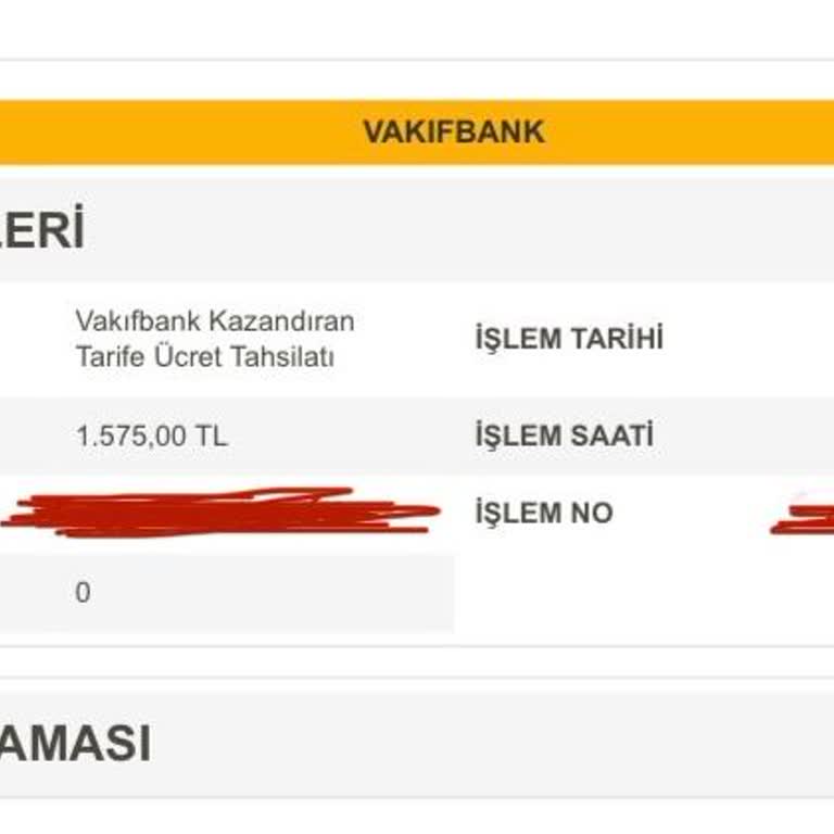 VakıfBank Kazandıran Tarife Ücreti Kesintisi Ve İade Talebi