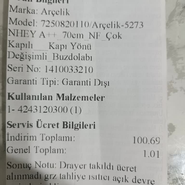 Arçelik Servis Hatası Ve Mağduriyet