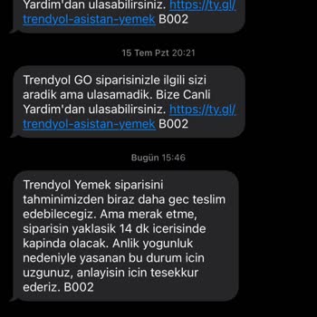 Trendyol GO'da Geciken Döner Ve Soğuk Teslimat Sorunu