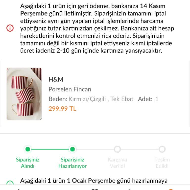 H&M Home Fincan Siparişim Neden İptal Edildi?