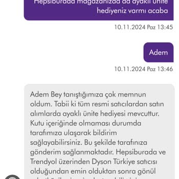 Dyson Ayaklı Ünite Hediyesi Sorunu