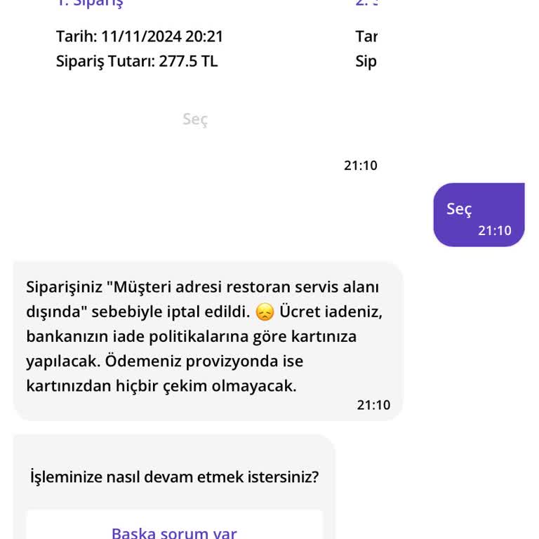 Getir Yemek Siparişi İptali Ve Para İadesi Sorunu