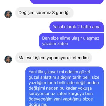 Kargo Ücretiyle Aldığım Ürünün Değişimi Yapılmadı
