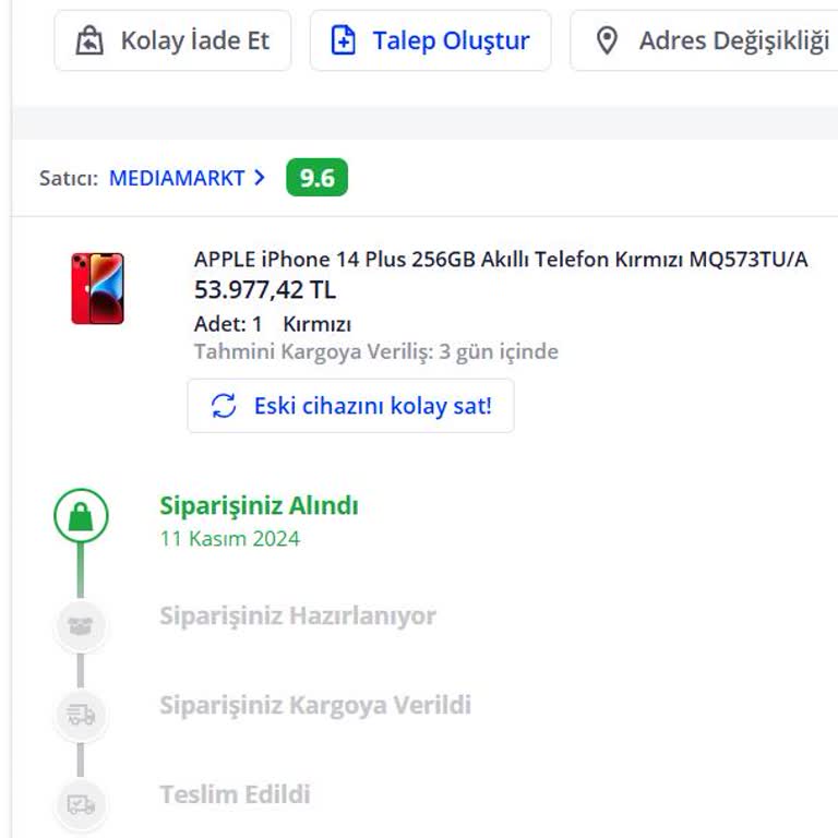 Acil İphone Siparişim Kargolanmıyor