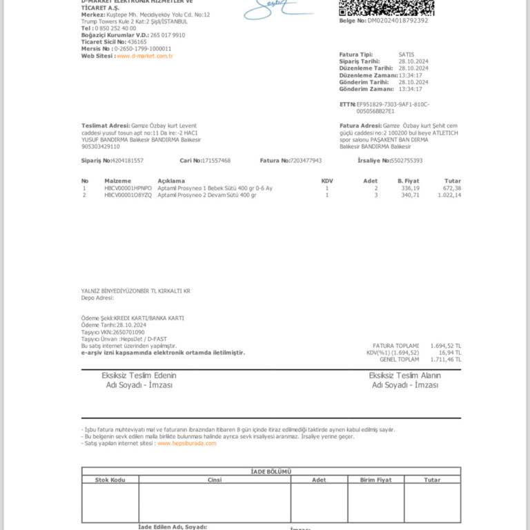 Aptamil Mama Kullanımı Sonrası Yaşanan Sorunlar