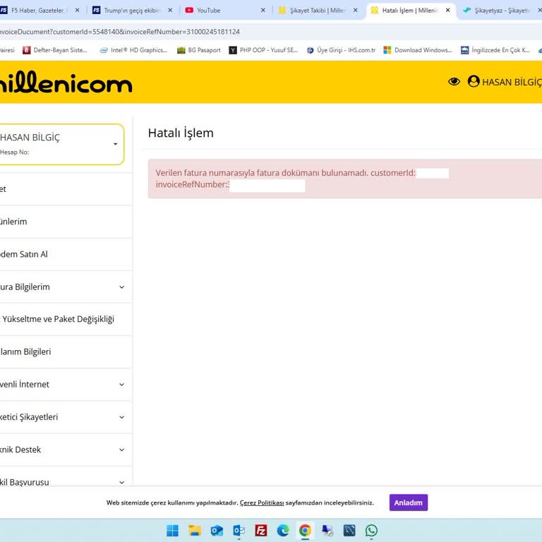 Millenicom Fatura Erişim Sorunu Ve Müşteri Hizmetleri Yetersizliği