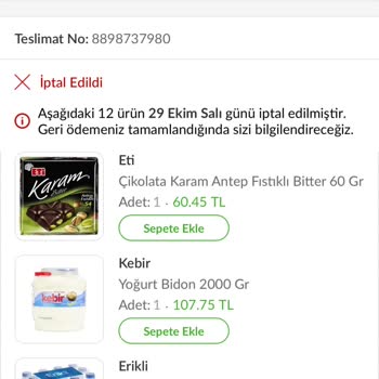 İptal Edilen Siparişlerin Ücreti İade Edilmiyor