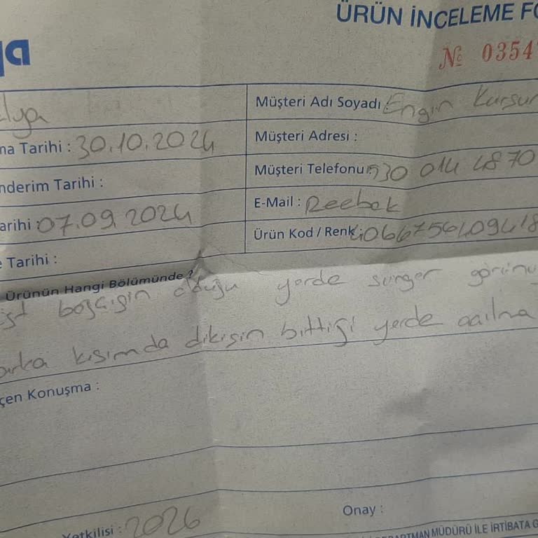 Reebok Ayakkabıda Erken Dikiş Açılması Sorunu