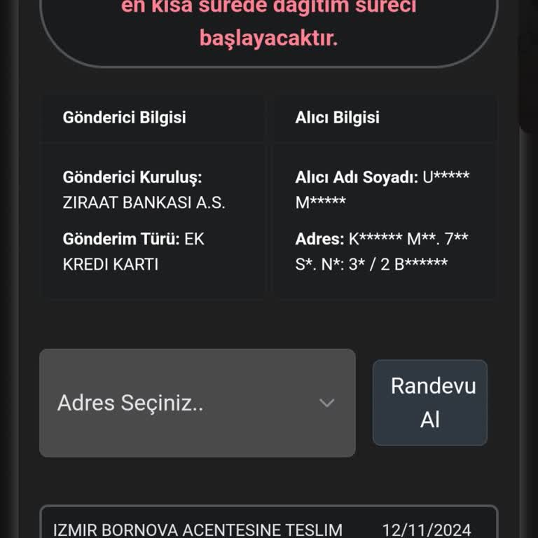 Kredi Kartı Teslimatında Gecikme