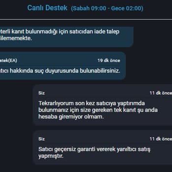 Satın Aldığım Oyun Hesabının Geri Alınması Ve Destek Eksikliği