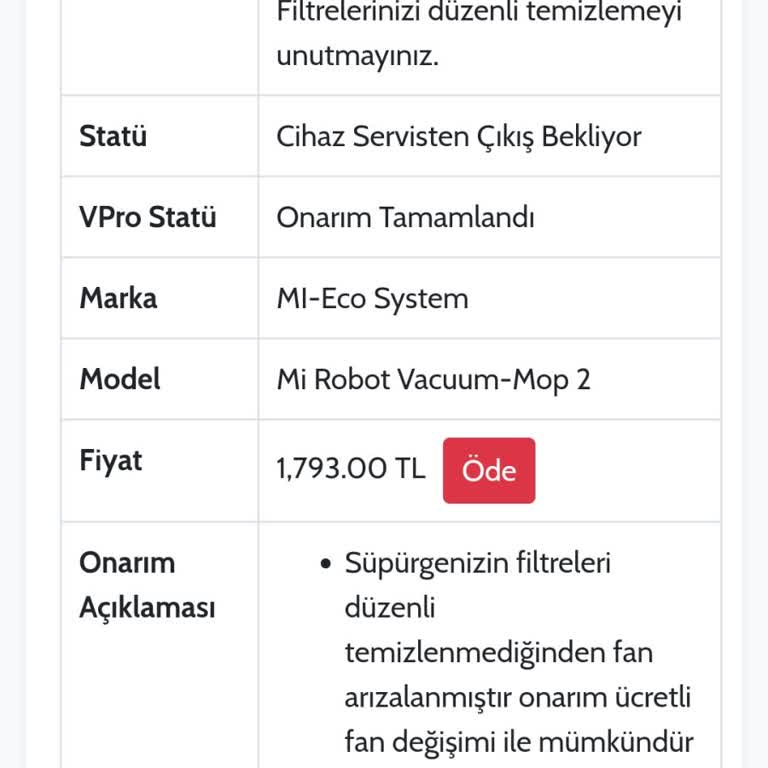 Robot Süpürge Arızası Ve Yetersiz Servis Desteği