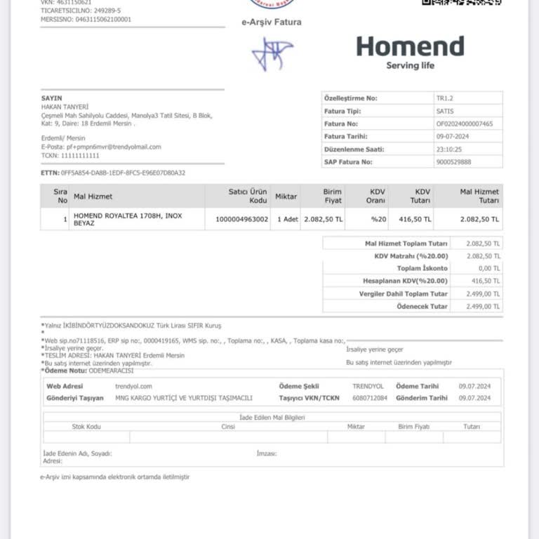 Homend Çay Makinesi Sorunu Çözülmüyor