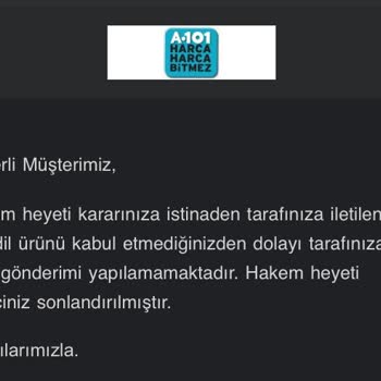 A101'in Tüketici Hakem Heyeti Kararını Hiçe Sayması
