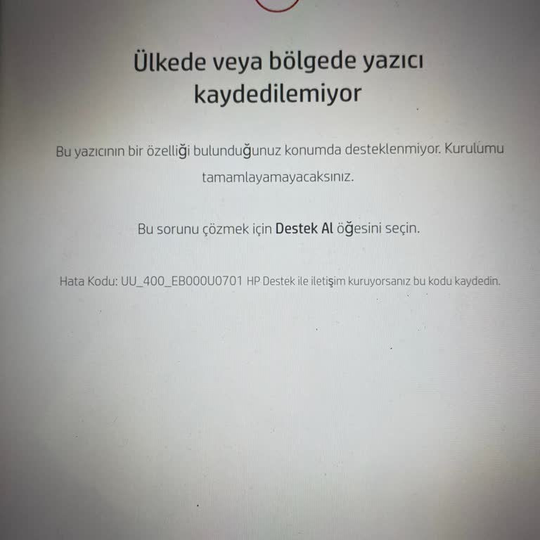 HP Yazıcı Kurulum Sorunu: Ülke Kayıt Hatası Ve Destek Eksikliği