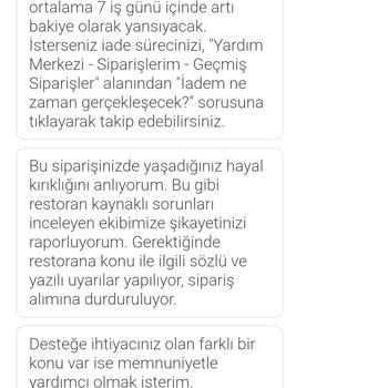 Yemeksepeti Siparişinde Teslimat Ve İade Sorunu