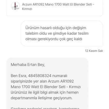 Hasarlı Blender Seti Değişim Sürecinde İade Şoku