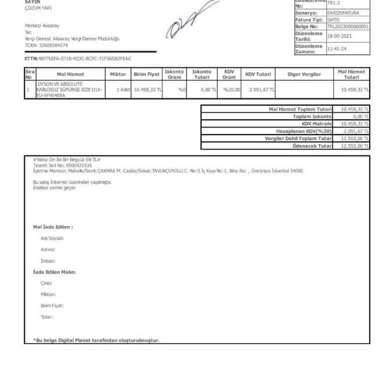 Dyson V8 Absolute Ürünümün Garanti Sorunu
