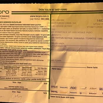 Epson Yazıcı Ve Servis Hizmetinde Hayal Kırıklığı