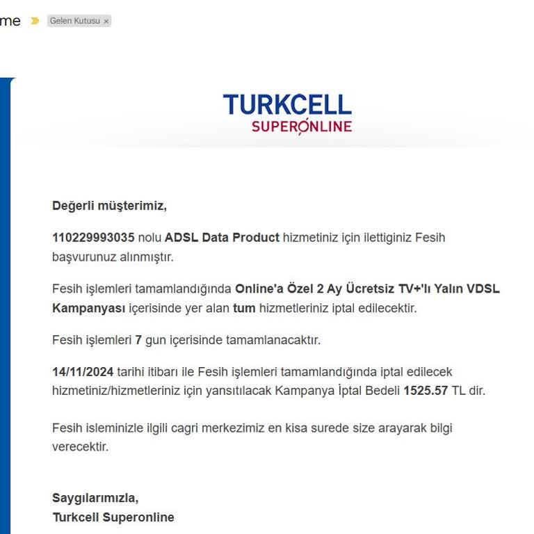Turkcell Superonline Hizmet Kalitesi Ve Fesih Sorunları