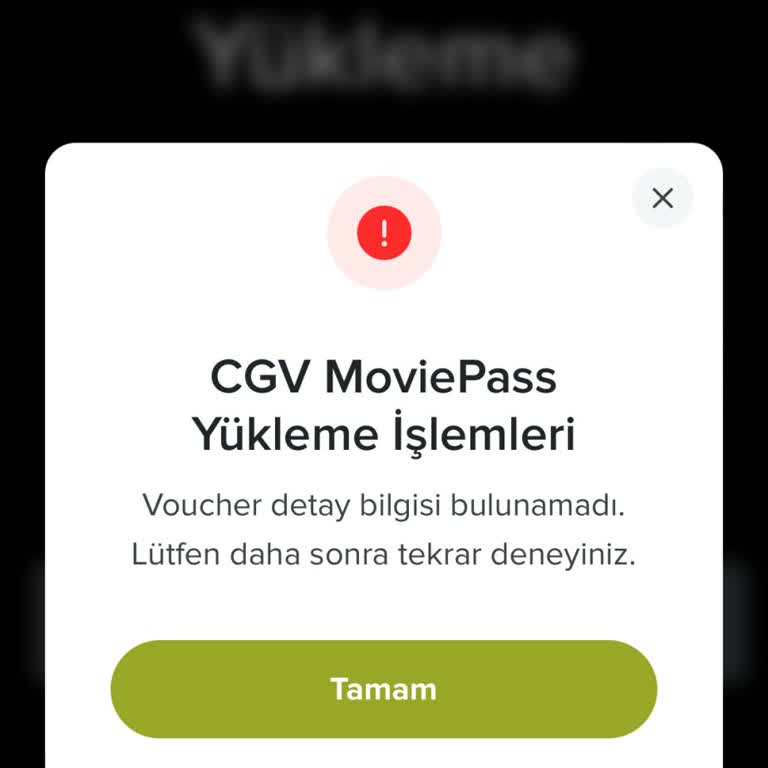 CGV Moviepass Hatası: 400 TL Yüklenmedi