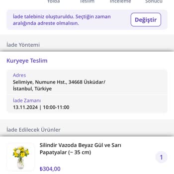Getir Çarşı'dan Gelen Solmuş Çiçek Ve İade Sürecindeki Sorunlar