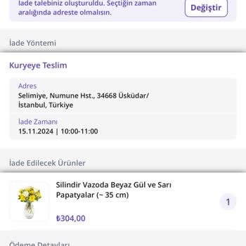 Getir Çarşı'dan Gelen Solmuş Çiçek Ve İade Sürecindeki Sorunlar