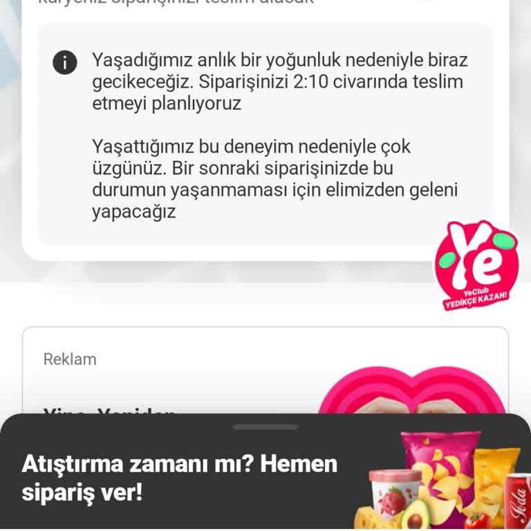 Yemeksepeti'nde Geciken Sipariş Ve Ulaşılamayan Destek