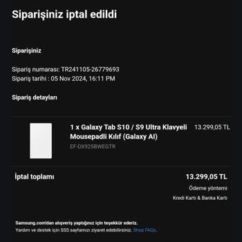 Samsungshop'tan Para İadesi Sorunu