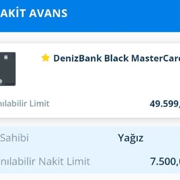 Denizbank Black Kredi Kartı Nakit Avans Limiti Sorunu