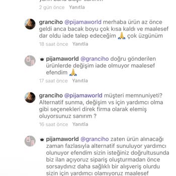 Yanlış Beden Pijama Ve İade Sorunu
