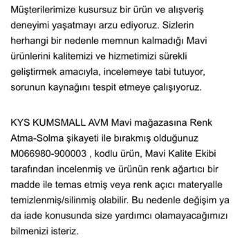 Mavi Eşofman Altlarında Renk Solması Sorunu Ve Yetersiz Müşteri Hizmeti
