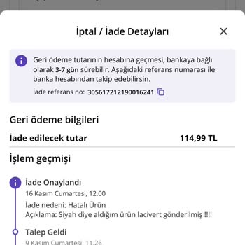 Yanlış Renk Ve İade Sorunu: Müşteri Hizmetleri Hayal Kırıklığı