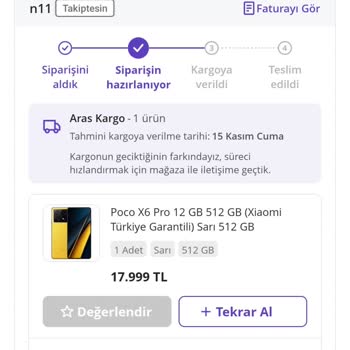 N11'den Alınan Ürün Kargoya Verilmiyor