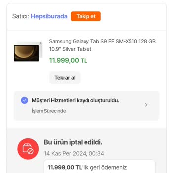Tablet Siparişi İptali Ve Fiyat Artışı Sorunu
