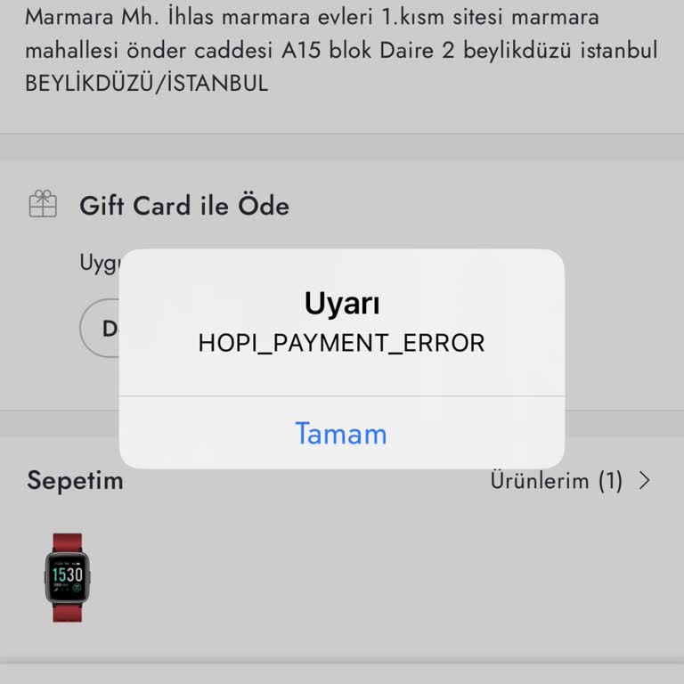 Boyner Uygulamasında Gift Card Ödeme Sorunu