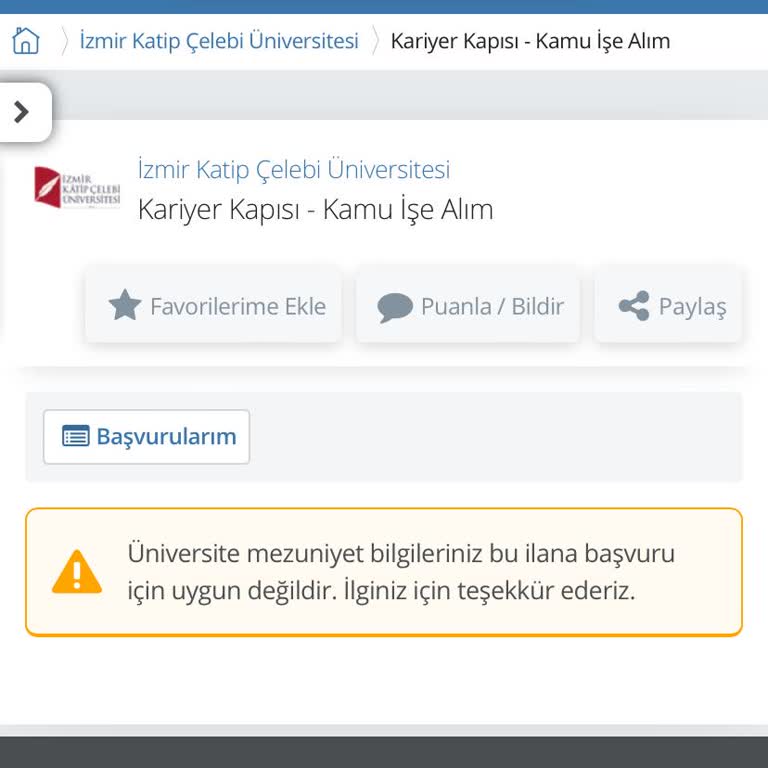 Üniversite Başvuru Sisteminde Bölüm Hatası