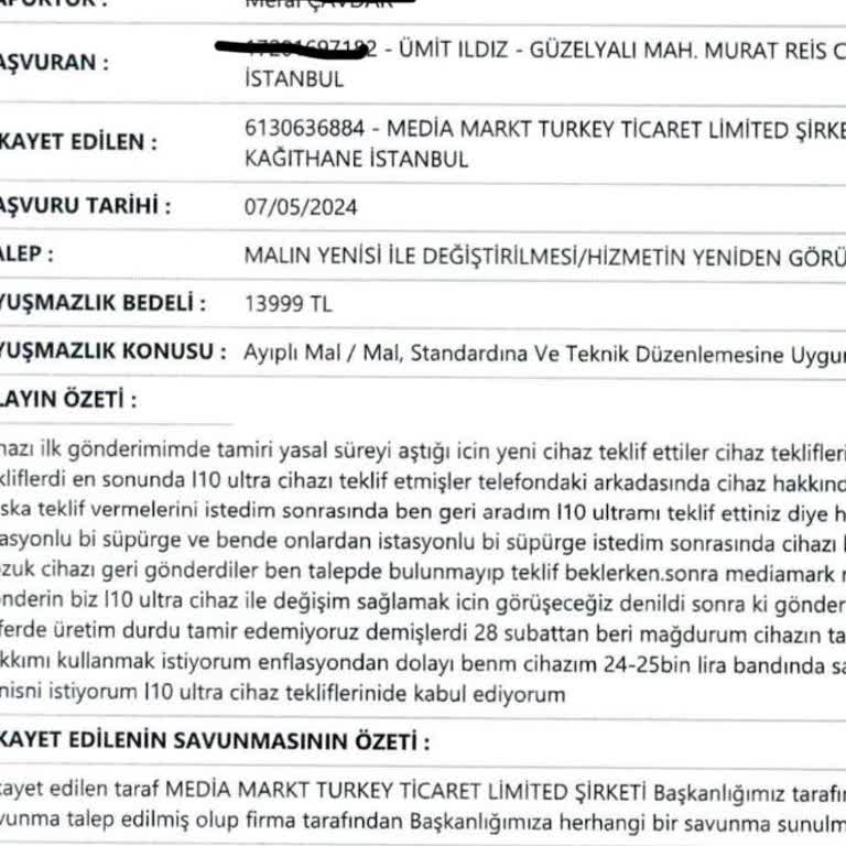 Media Markt'tan Alınan Ürünle İlgili Çözülmeyen Sorun