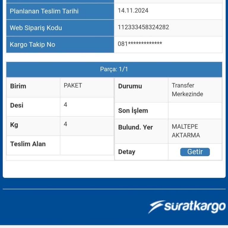 Sürat Kargo Maltepe Aktarmada 5 Günlük Bekleyiş