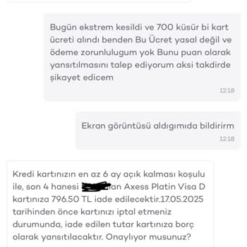 Haksız Kredi Kartı Üyelik Ücreti Kesintisi