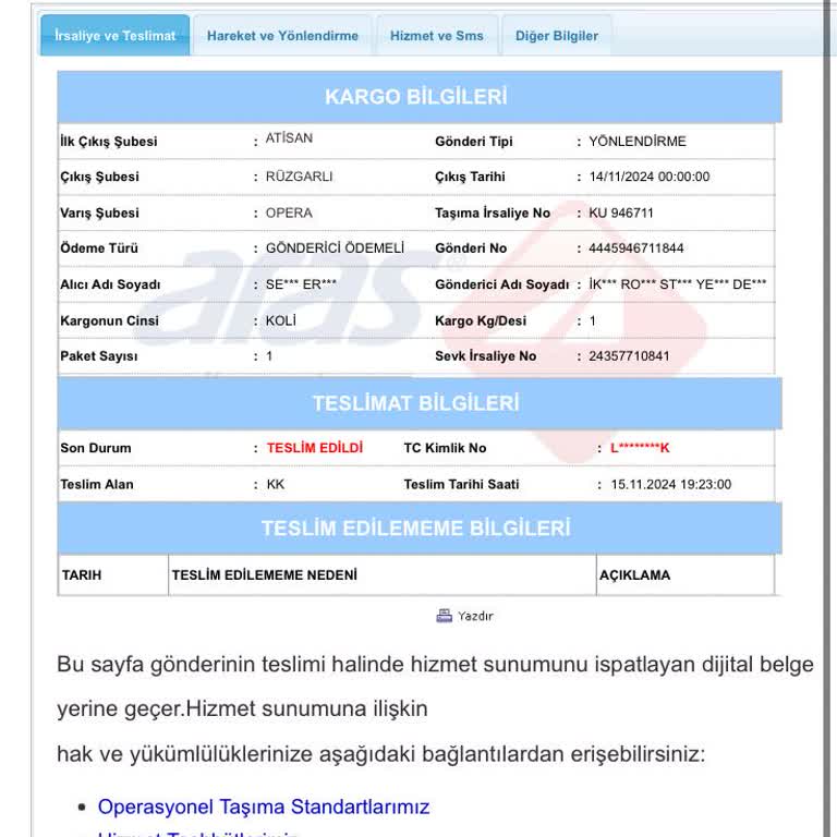 Kayıp Kargo Ve İlgisizlik