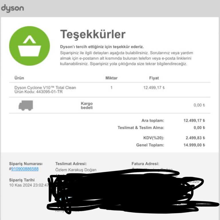 Dyson Siparişim Kayıp Müşteri Hizmetleri Çözüm Sunmuyor