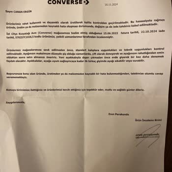 Converse Ayakkabıda Betonlaşan Topuk Sorunu