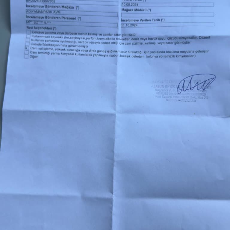 Atasun Optik'te Garanti Sürecinde Yaşanan Hayal Kırıklığı