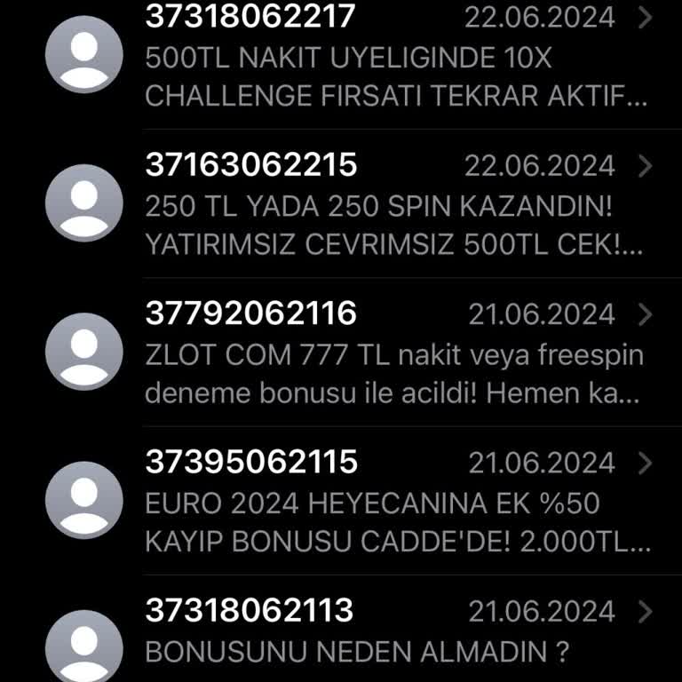 Sürekli Gelen +37 Numaralı Mesajlar