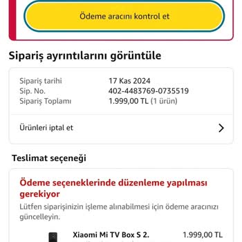 Amazon'da Sürekli Ödeme Sorunu Ve Sipariş Verememe