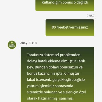 Freebet Kazancım Sistemsel Hata Diyerek Silindi