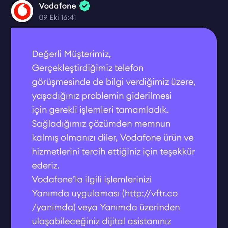 Vodafone Söz Verilen İndirimin Yapılmaması!