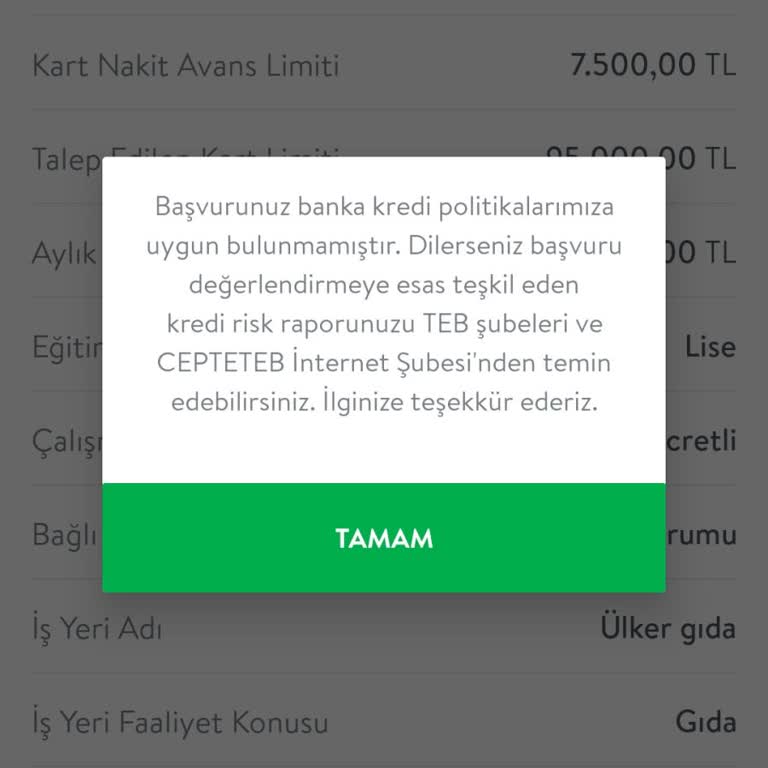 TEB Bankası Kredi Kartı Limit Artışı Sorunu