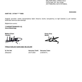 Garanti Bankası'ndan Para İadesi Sorunu