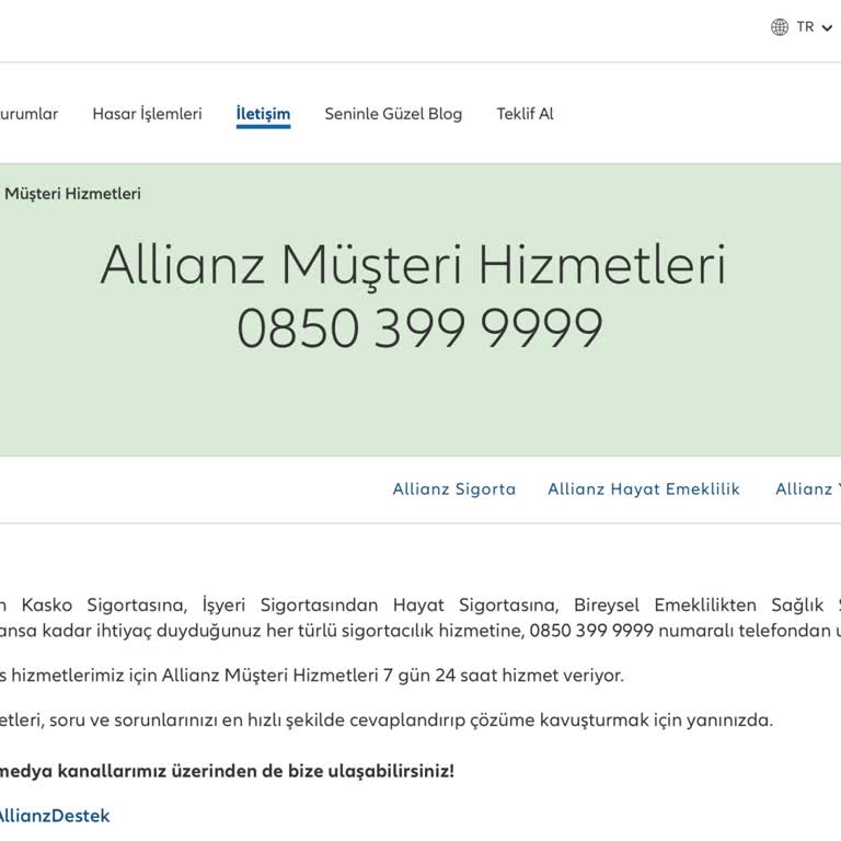 Allianz Müşteri Hizmetlerine Ulaşamama Sorunu